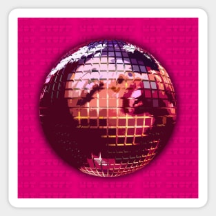 70s Pink & Hot Stuff Disco Ball Sticker